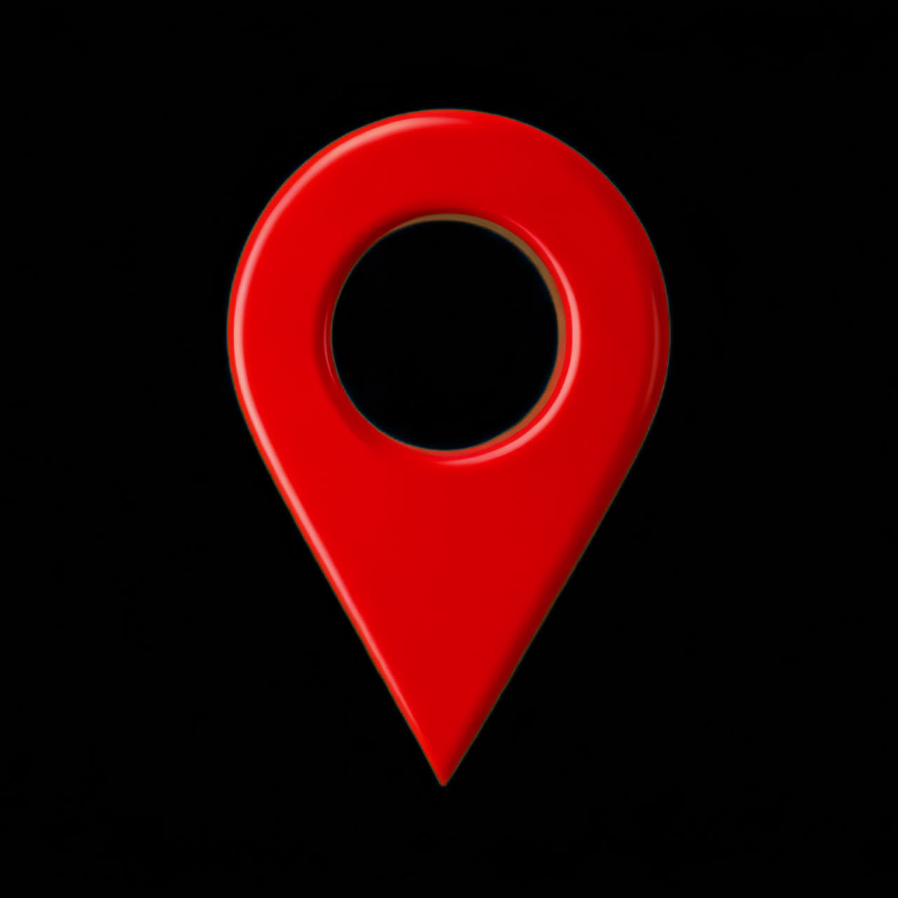 Red 3D location pin icon animation isolated asset, transparent 4K video, alpha channel, ProRes 4444