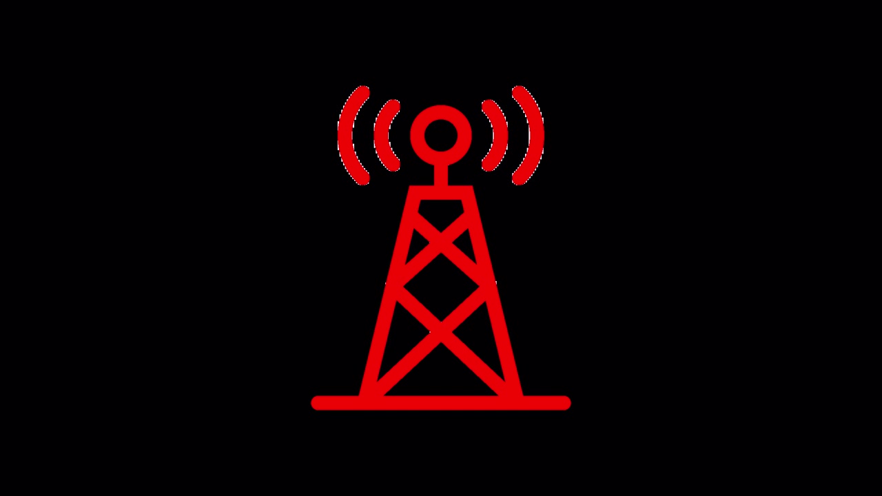 Animated Red Communication Tower Icon Transmitting Signal