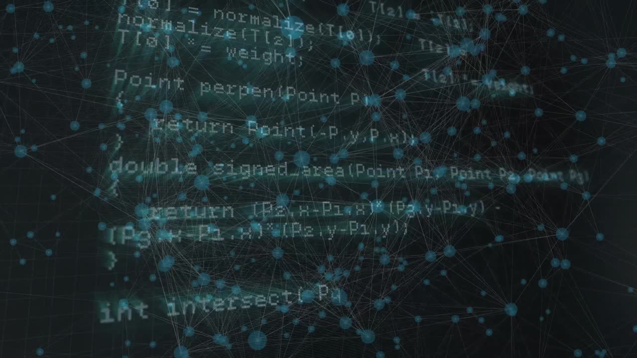 animación del procesamiento de datos diversos en el espacio digital