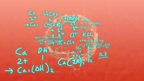 Animation-of-brain-and-mathematical-data-processing-over-orange-background