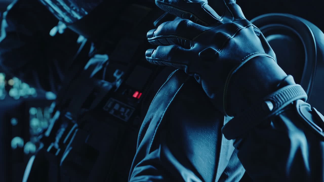 Pilot in Futuristic Cockpit