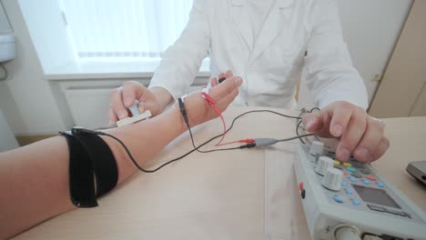 patient nerves testing using electromyography at medical center