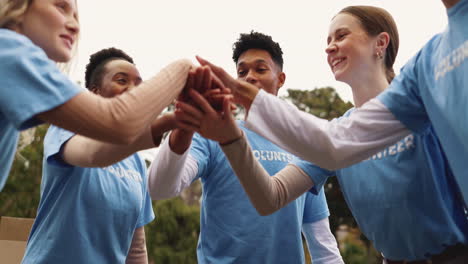 group of volunteers celebrating their success