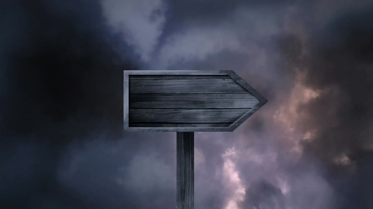 Animation of wooden panel with storm in the background