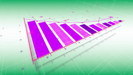 animation of financial data processing over green background