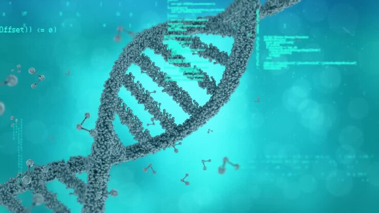 Animation of dna strand spinning and medical data processing