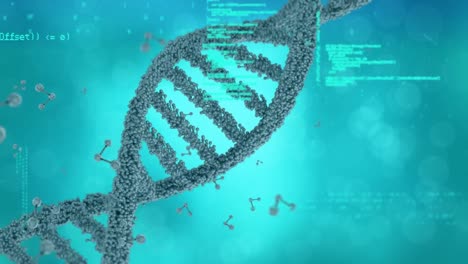 animación del hilado de cadenas de adn y procesamiento de datos médicos