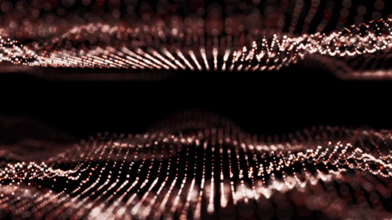 Abstract digital red particle wave. Seamless loop 4k animation