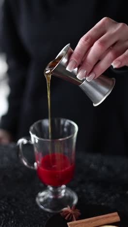 preparing a honey-based winter cocktail