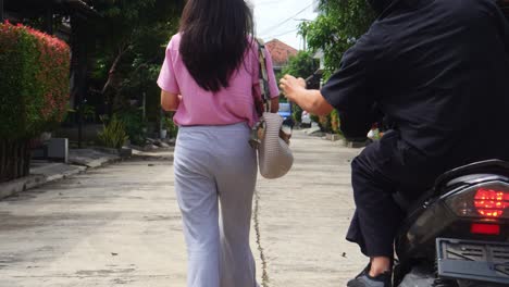 Two Criminal Man On Motorbike Stealing Bag From A Pedestrian