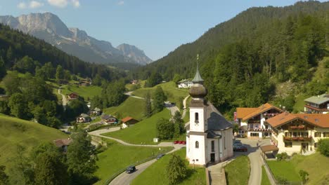 cinematic close up shot of maria gern church in europe's bavarian alps