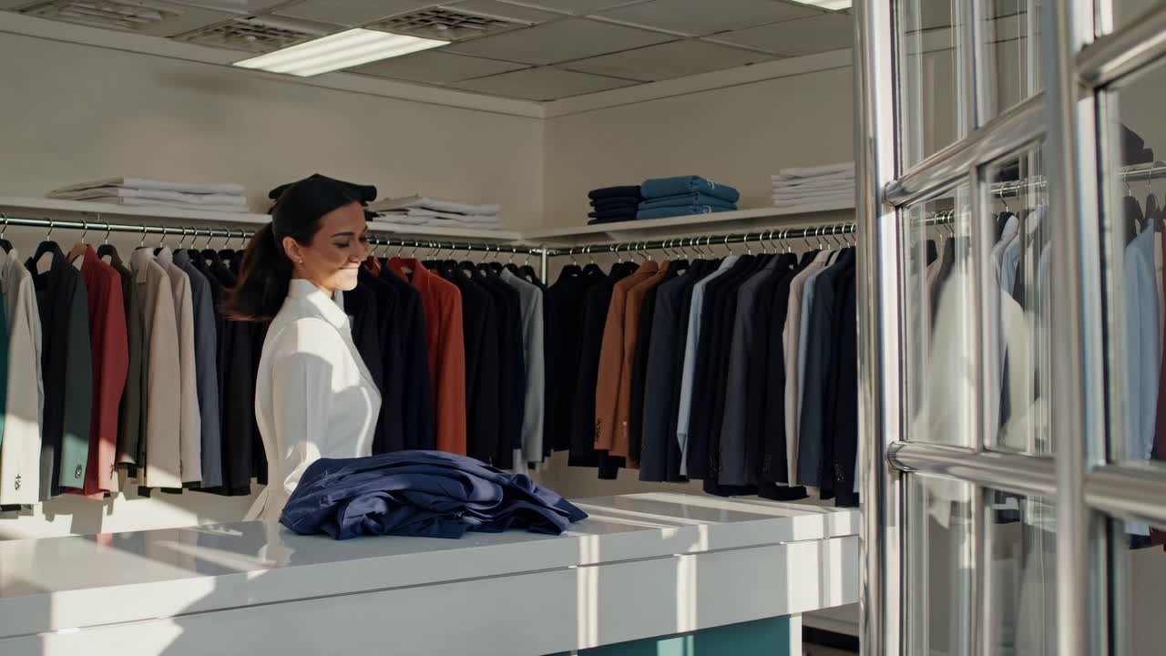 옷 가게 에서 일 하는 여자