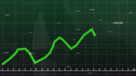 Animation-of-financial-data-processing-on-green-background