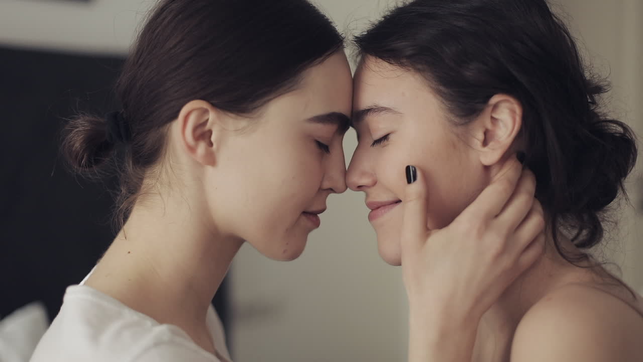 Lesbian Couple Affectionate Close-Up