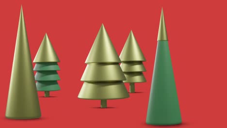 Animation-of-christmas-decorations-on-red-background