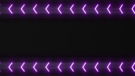 Purple Neon Arrow Frame on Black Background