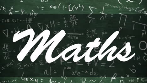 animation of maths text over mathematical equations on green background