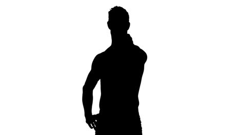 muscular silhouette of man flexing muscles