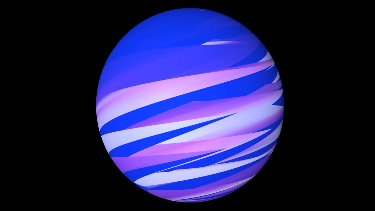 움직이는 색의 줄무가 있는 추상적인 행성입니다.