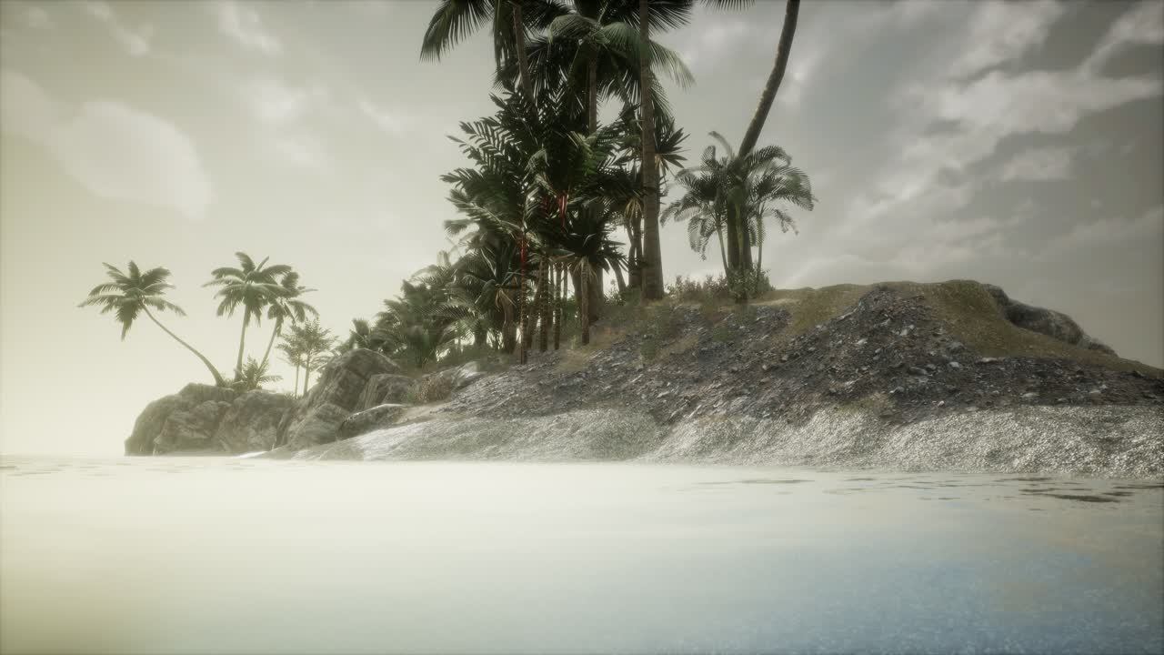 놀라운 열대 해양 해변의 부드러운 황혼