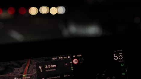 car driving at night with gps guidance