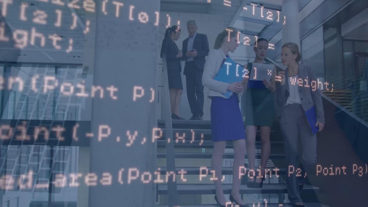 사무실에서 다양한 비즈니스 사람들에 대한 데이터 처리의 애니메이션