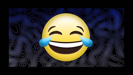 animación de un icono digital de emoji en un fondo con patrones