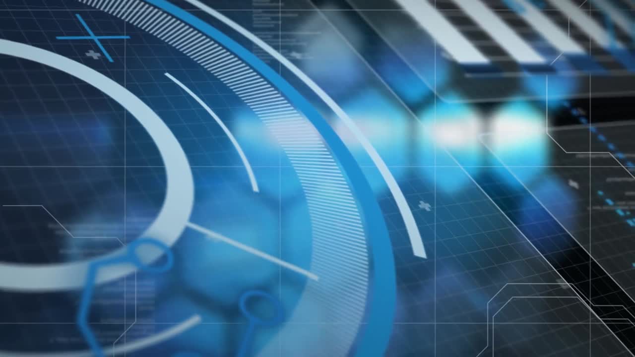 interfaccia digitale con elaborazione dei dati su strutture chimiche blu su sfondo nero