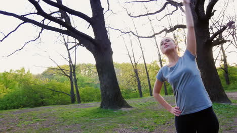 young woman doing workout in the park