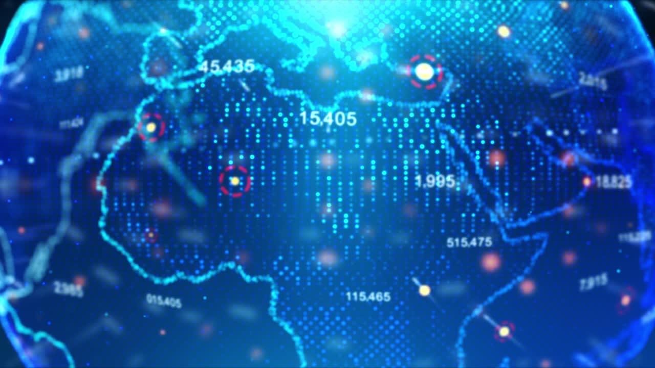 esfera de ciber globo giratorio para la red de datos tecnología de comunicación y concepto futurista en el fondo oscuro, punto y iluminación de la tierra con oscuro y grano procesado