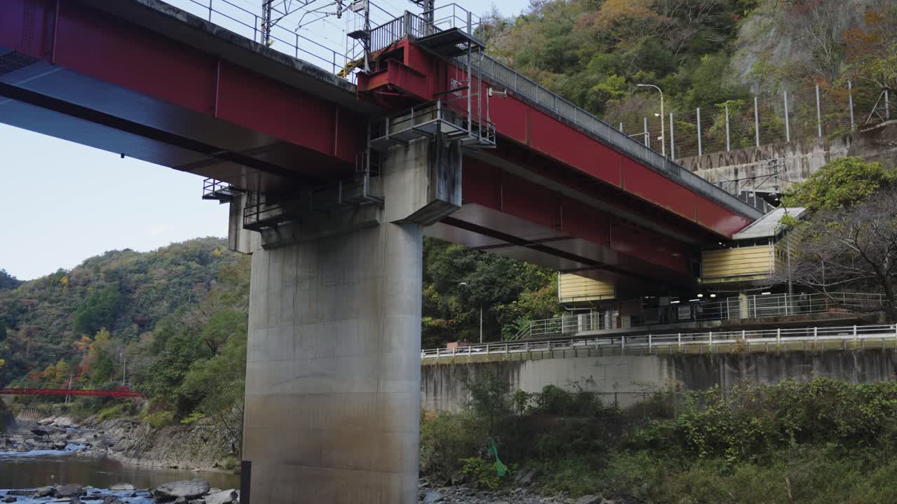 Establishing Shot of Takedao JR station in the Mountains of Hyogo Japan