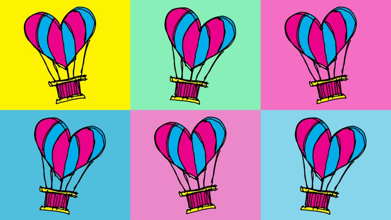 niños dibujando arte pop fondo sin costuras con el tema del amor globo