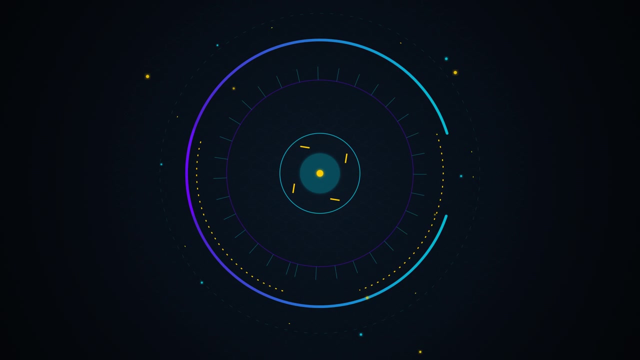 Abstract Digital HUD Interface with Rotating Circular Elements