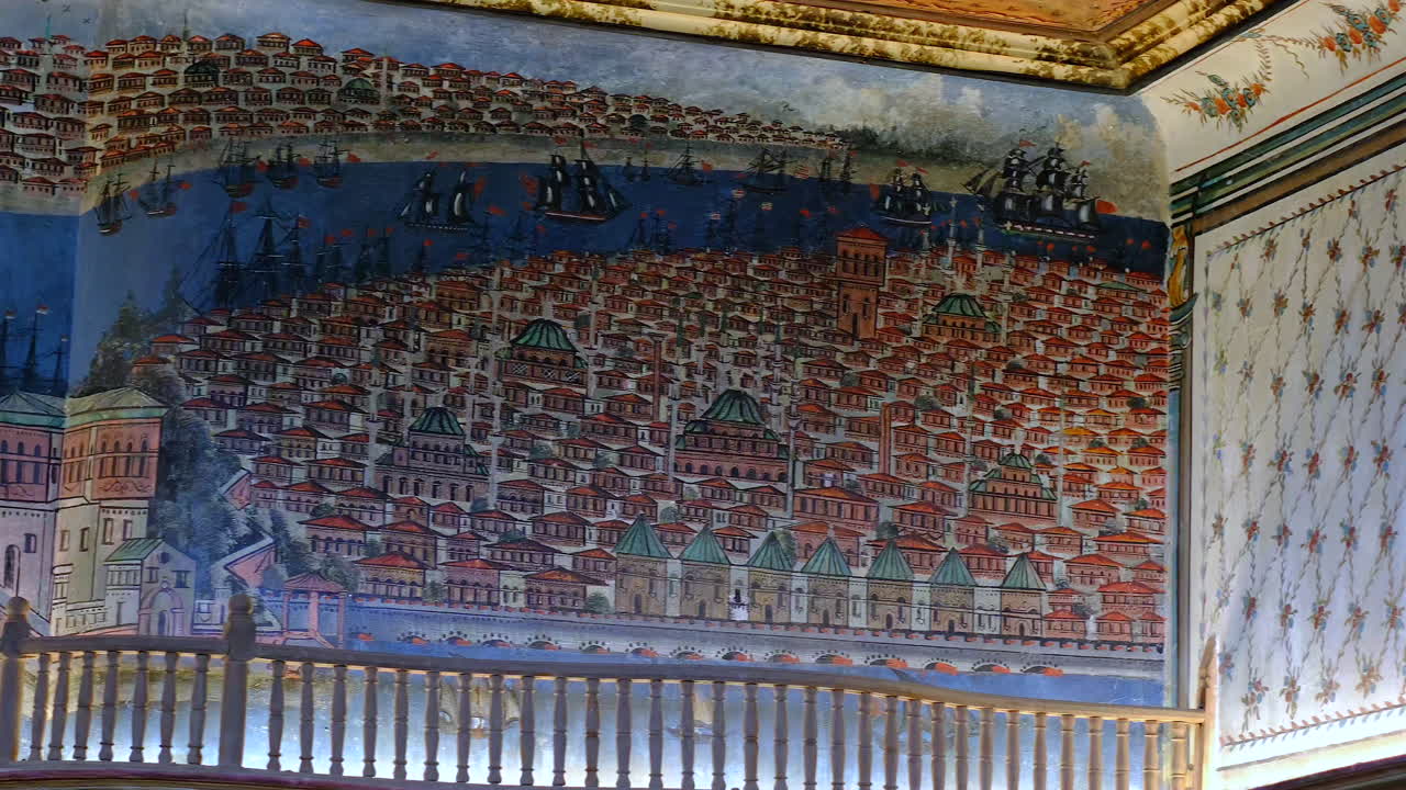 bósforo pintado a mano en la pared de la mansión de cakiraga