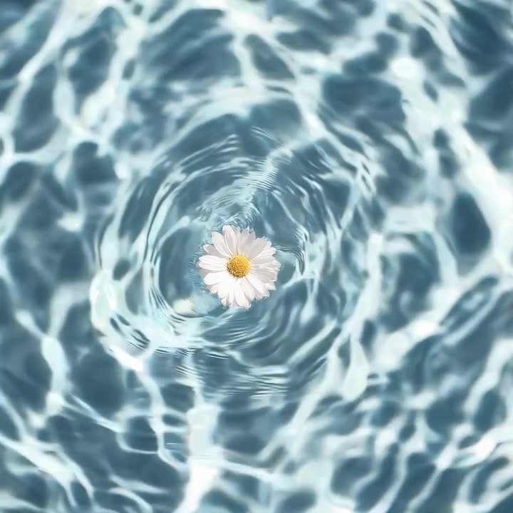 Margherita bianca che galleggia su acqua blu increspata