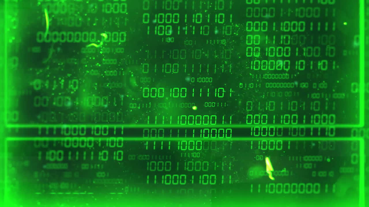 animación de codificación binaria con procesamiento de datos sobre fondo negro