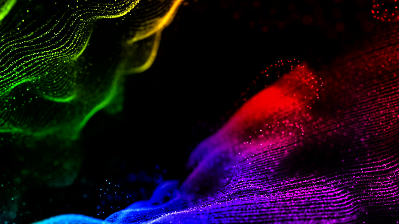 abstracto multi color línea flujo plexo movimiento de flujo con líneas y puntos y luz de brillo, como galaxia