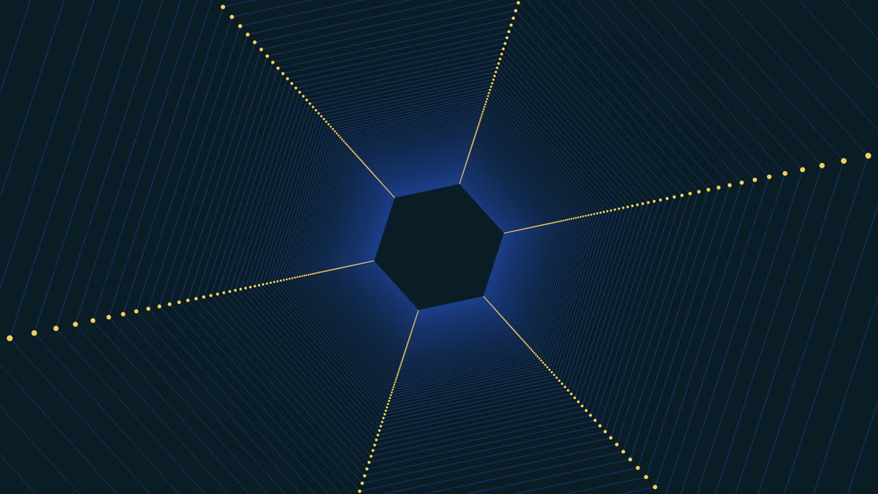 디지털 기하학적 예술 - 파란색과 초록색 선을 가진 육각형 패턴