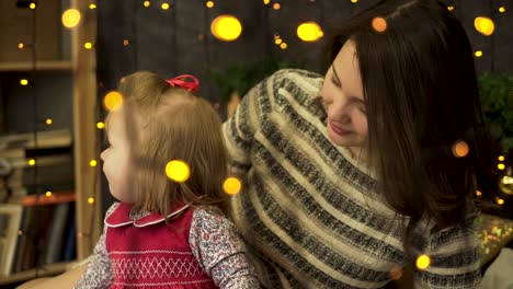 retrato de navidad de madre e hija