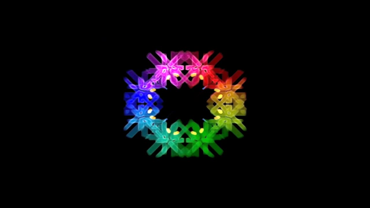 다채로운 네온 조명과 함께 칼레도스코프 패턴 모션 배경.