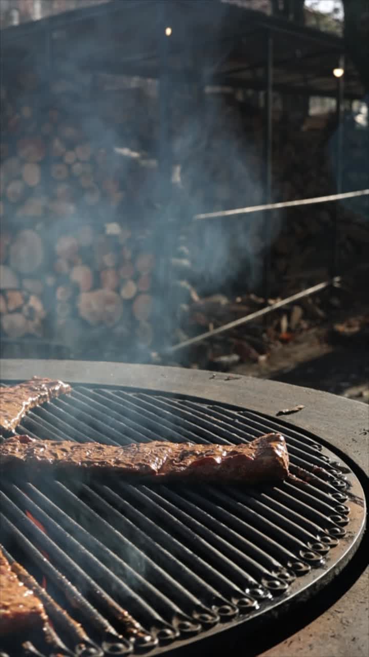 맛있는 야외 바베큐 리브