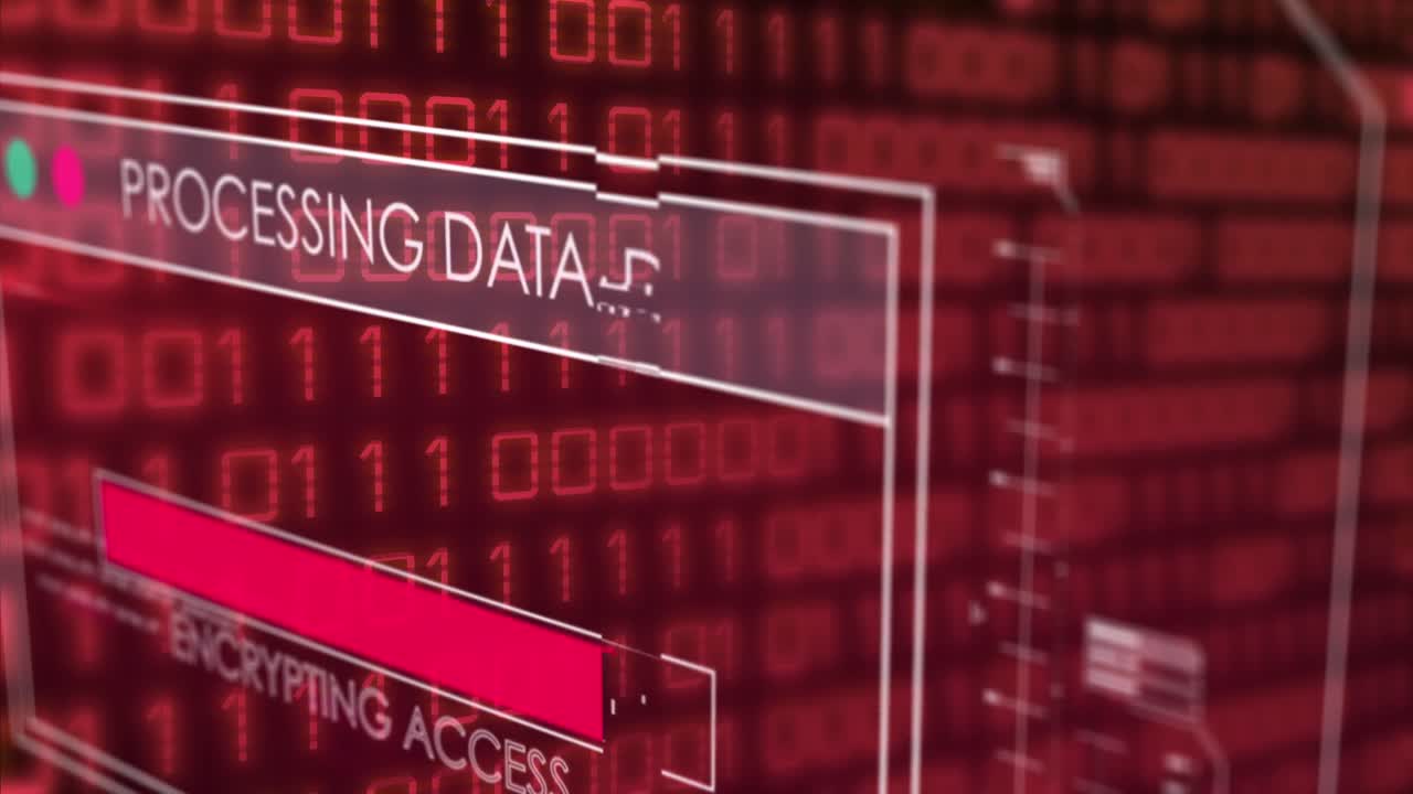 어두운 배경에서 데이터 처리의 애니메이션