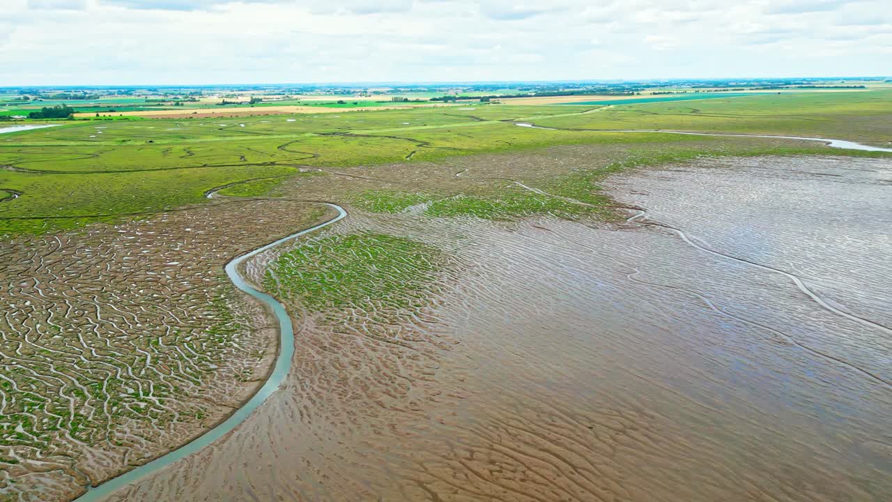 Cracked mud flats in a salt marsh
