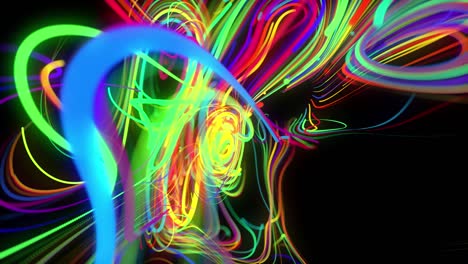 el flujo de fondo abstracto de líneas de brillo o rayas de luz. las partículas de luces en funcionamiento se forman en el espacio 3d brillando hermosas líneas curvas como una bola de alambres quemándose con luz de neón. hermoso bg creativo.