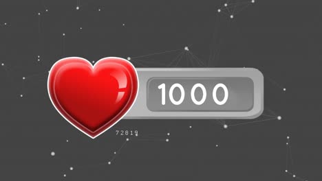 líneas conectadas y puntos y un icono de corazón