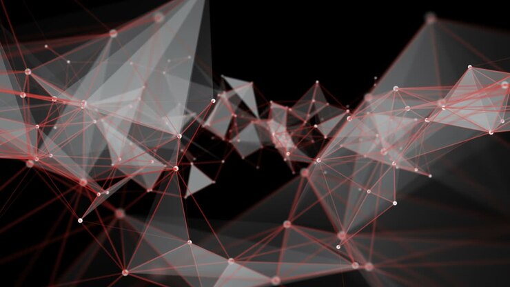 Futuristic plexus animation with glowing triangles in slow motion, 4096x2304 loop 4K