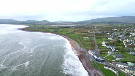 Aerial view of Waterville, Ireland, capturing serene coastal villagescape