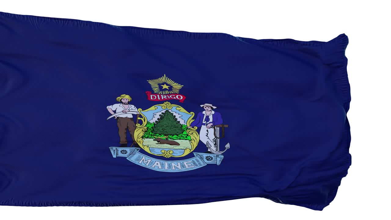 bandera de maine aislada animación realista. bucle sin costuras, 4k