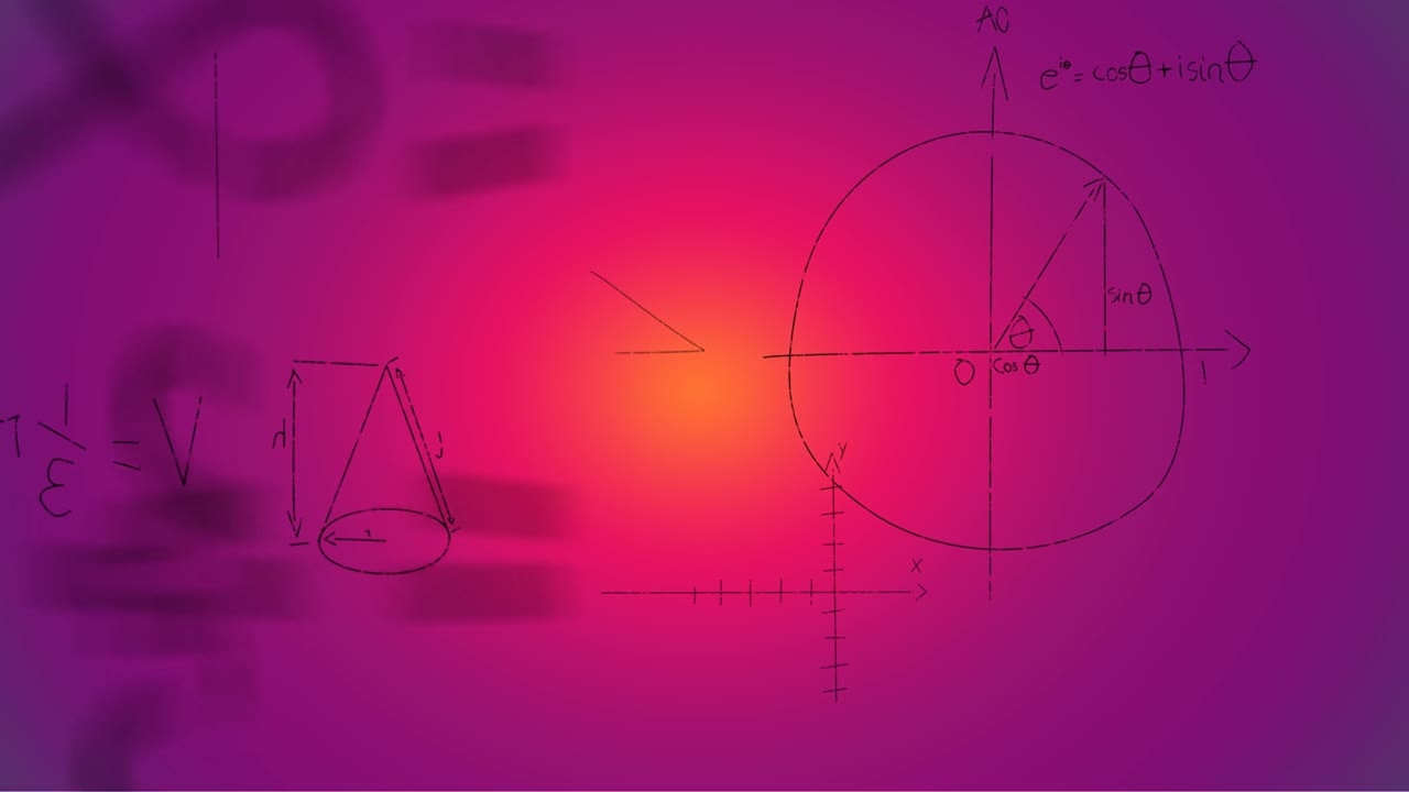 animación de fórmulas matemáticas escritas a mano sobre un fondo rosa