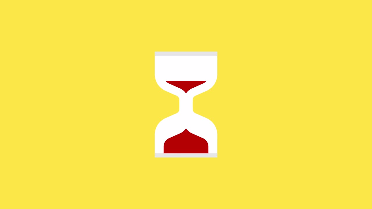 Hourglass Loading Cursor animation loop animation. Hourglass loader. 4K resolution animation on yellow background.